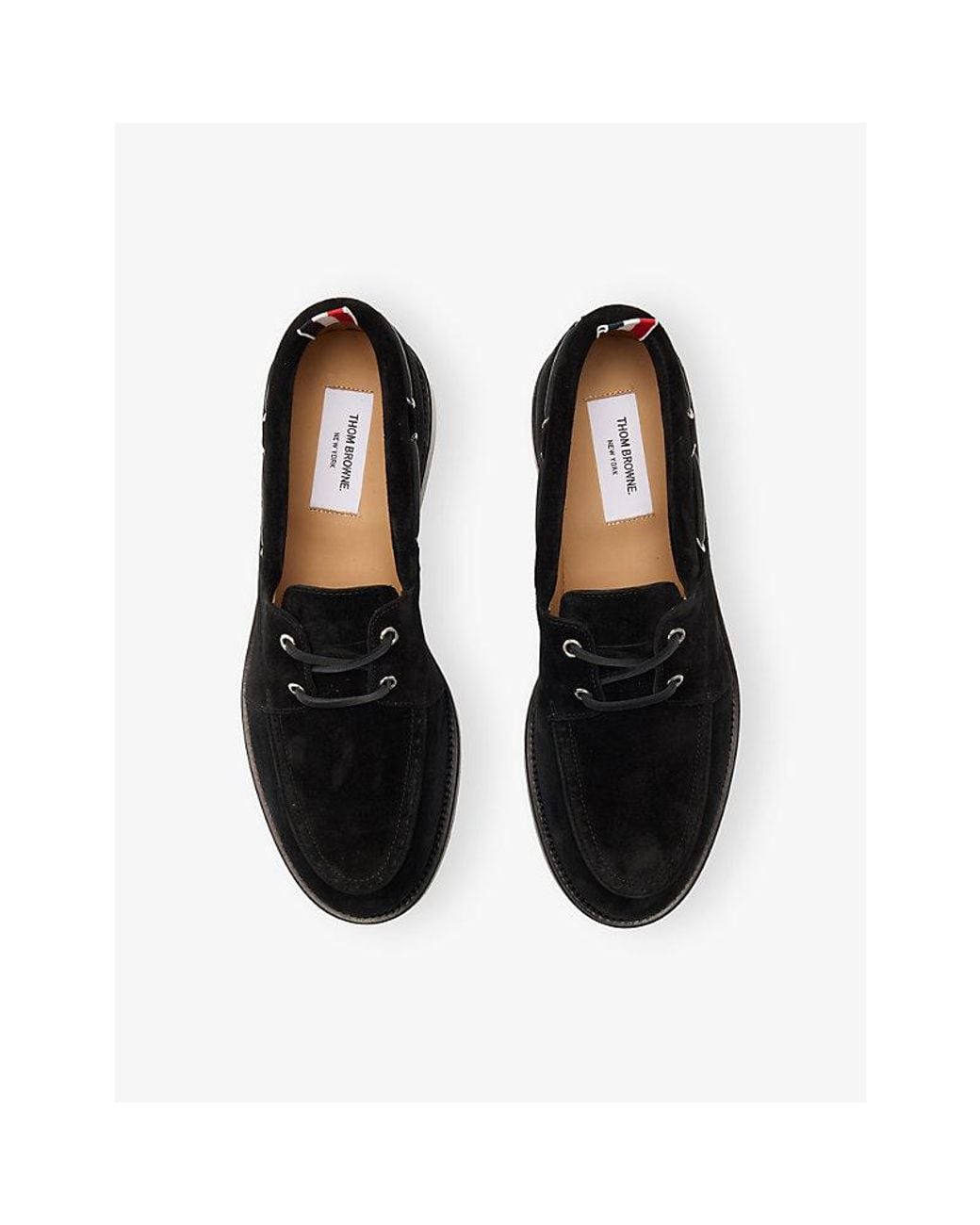 Thom Browne Black Padded Suede Boat Shoes for men