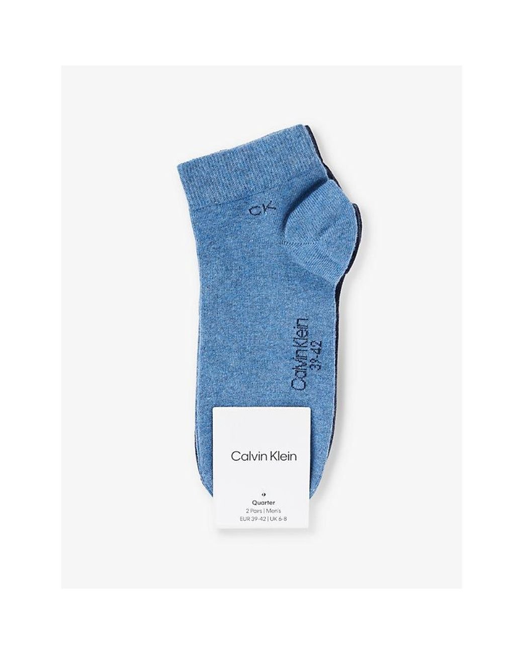 Calvin Klein Ribbed-trim Branded Pack Of Two Cotton-blend Socks in Blue for  Men | Lyst