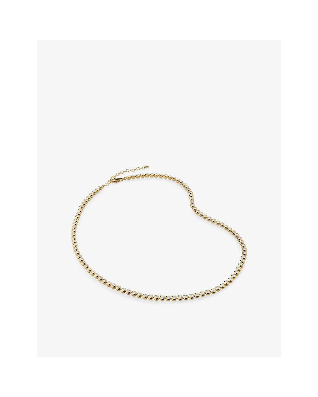 Monica Vinader Metallic Diamond Essential Tennis 18Ct-Plated Vermeil Sterling- And 0.59Ct Lab-Grown Diamond Necklace