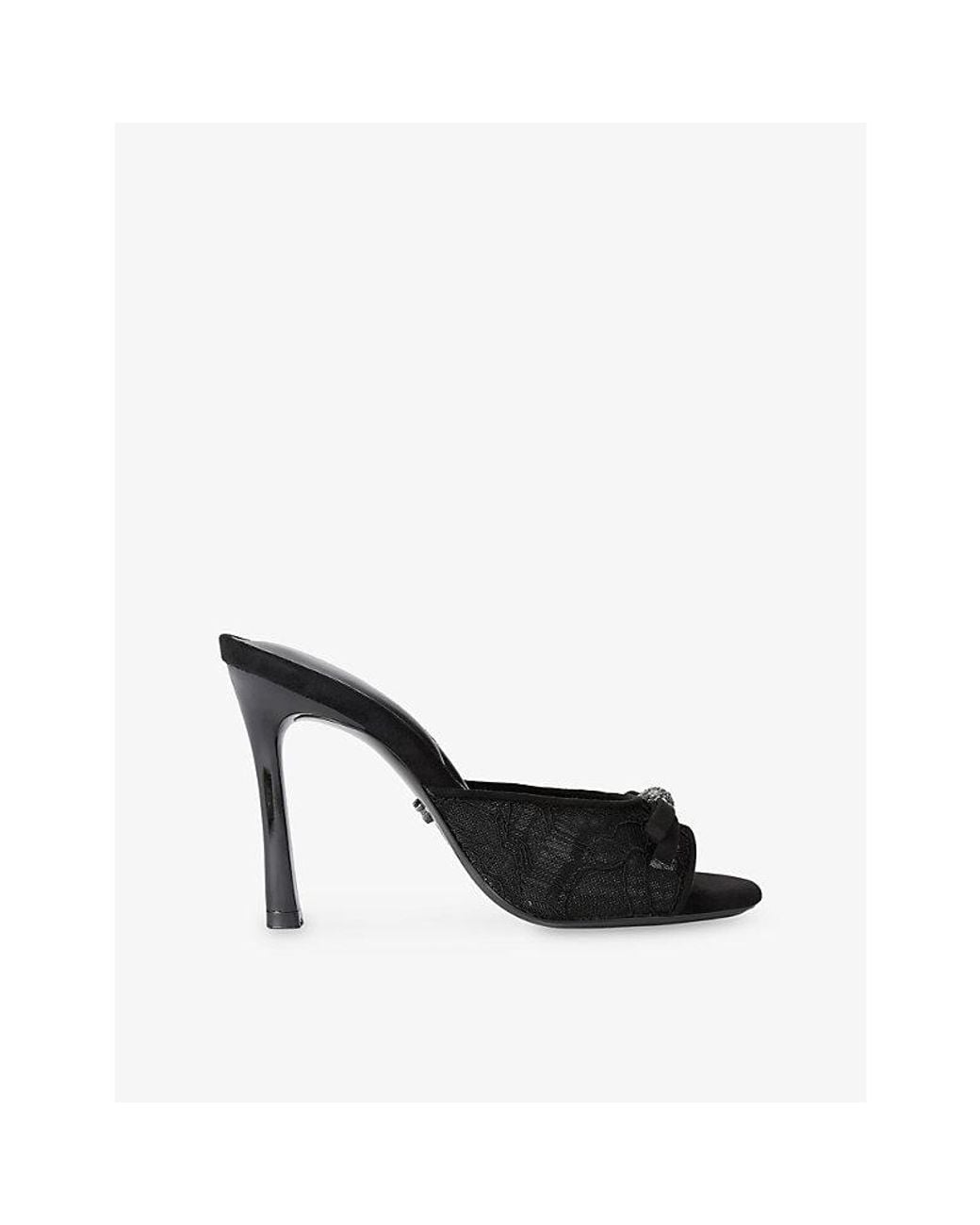 Carvela Kurt Geiger Black Isabella Lace Heeled Woven Mules