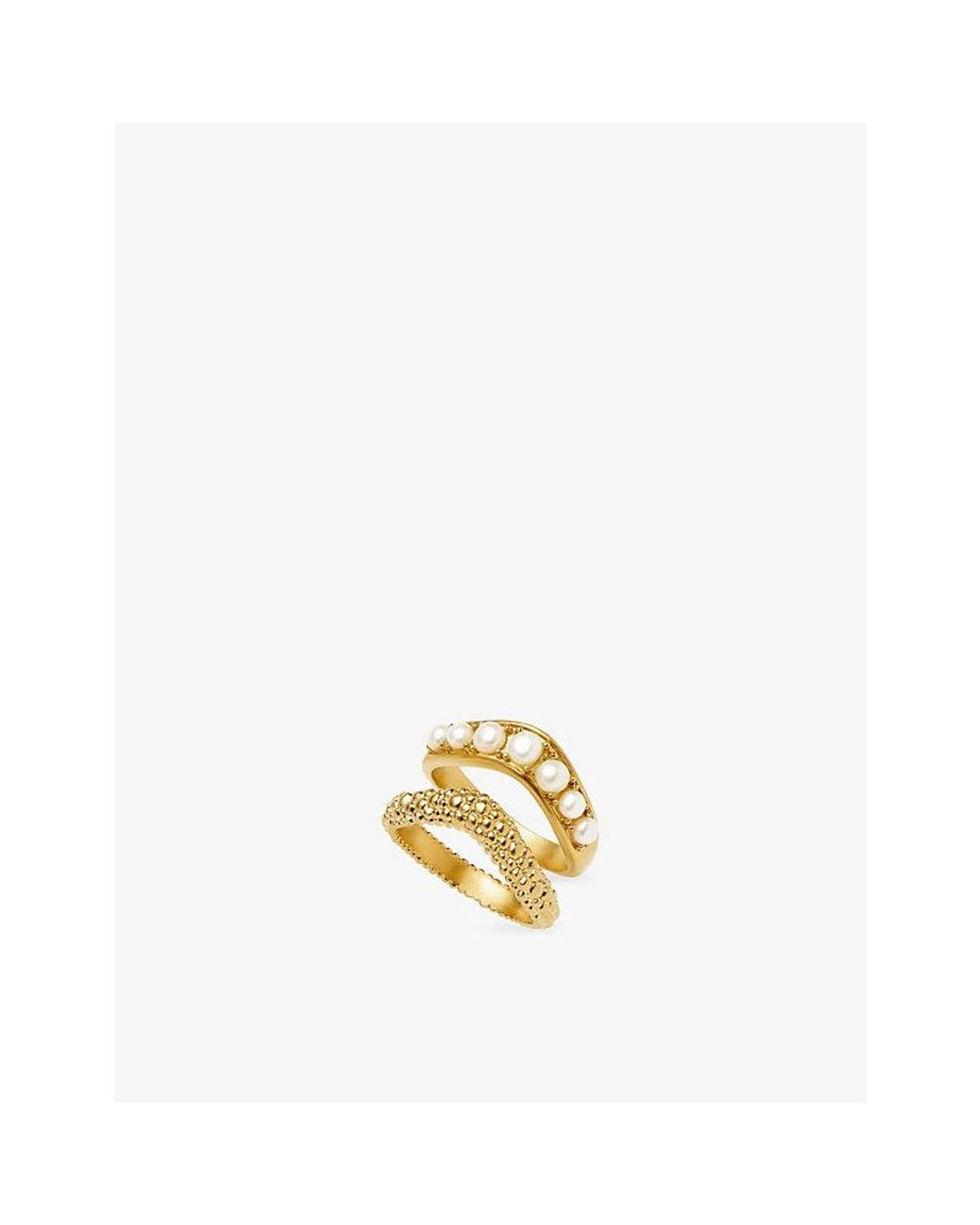 Missoma Metallic Pearl Baya 18Ct Plated Brass Stacking Ring Set