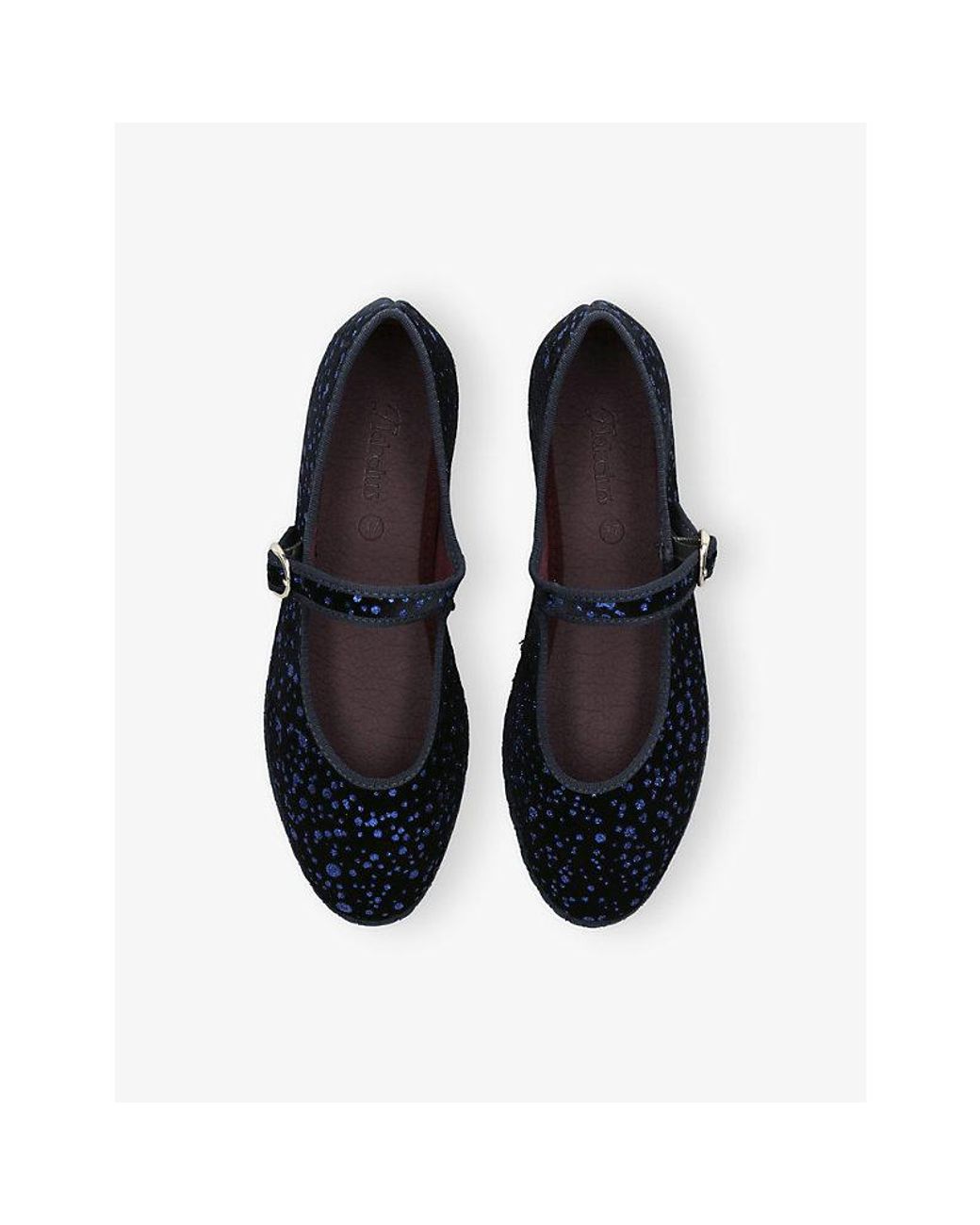 Flabelus Blue Seraphina Glitter Velvet Mary-Jane Flats