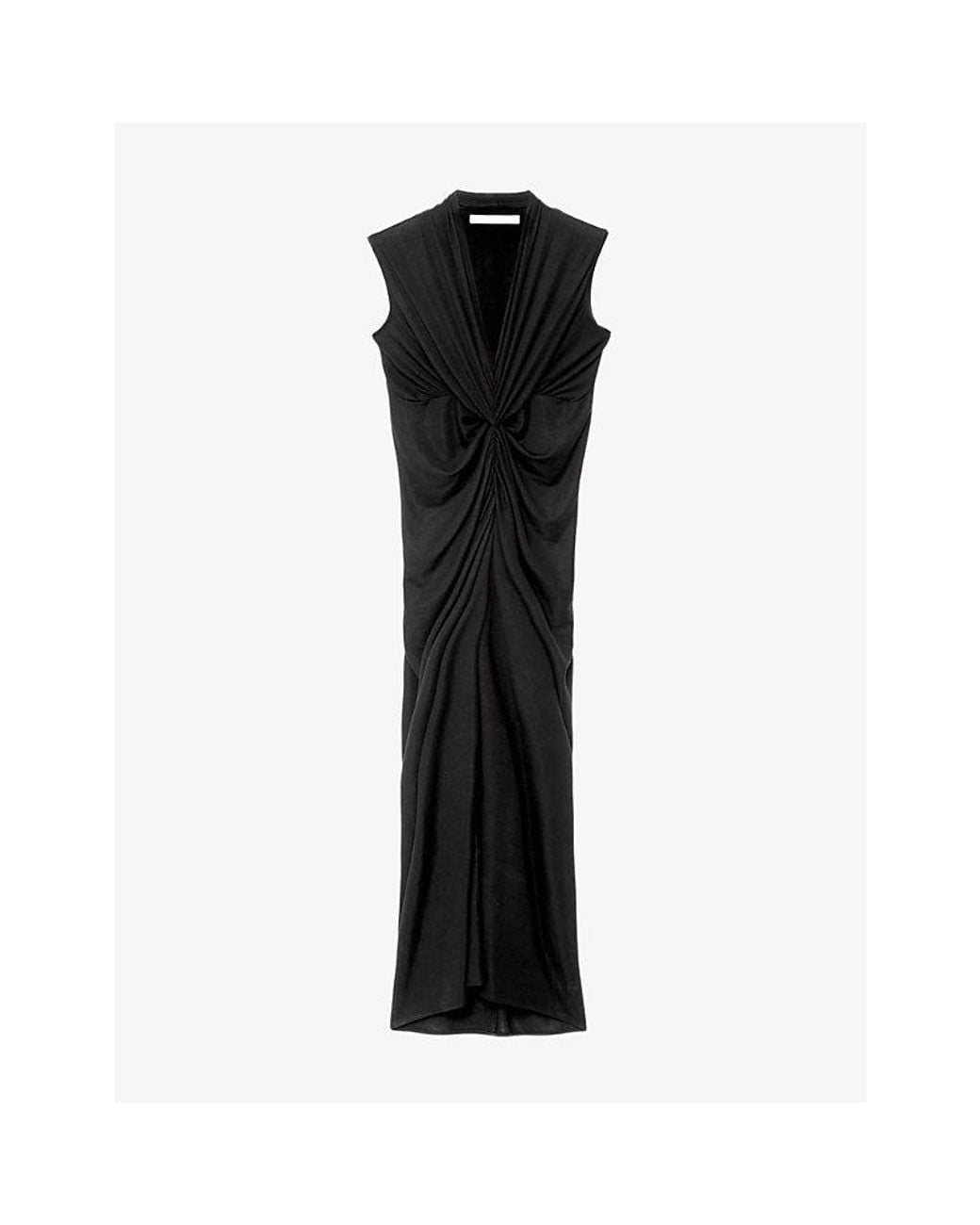 AllSaints Black Dariya V-Neck Wool-Blend Maxi Dress