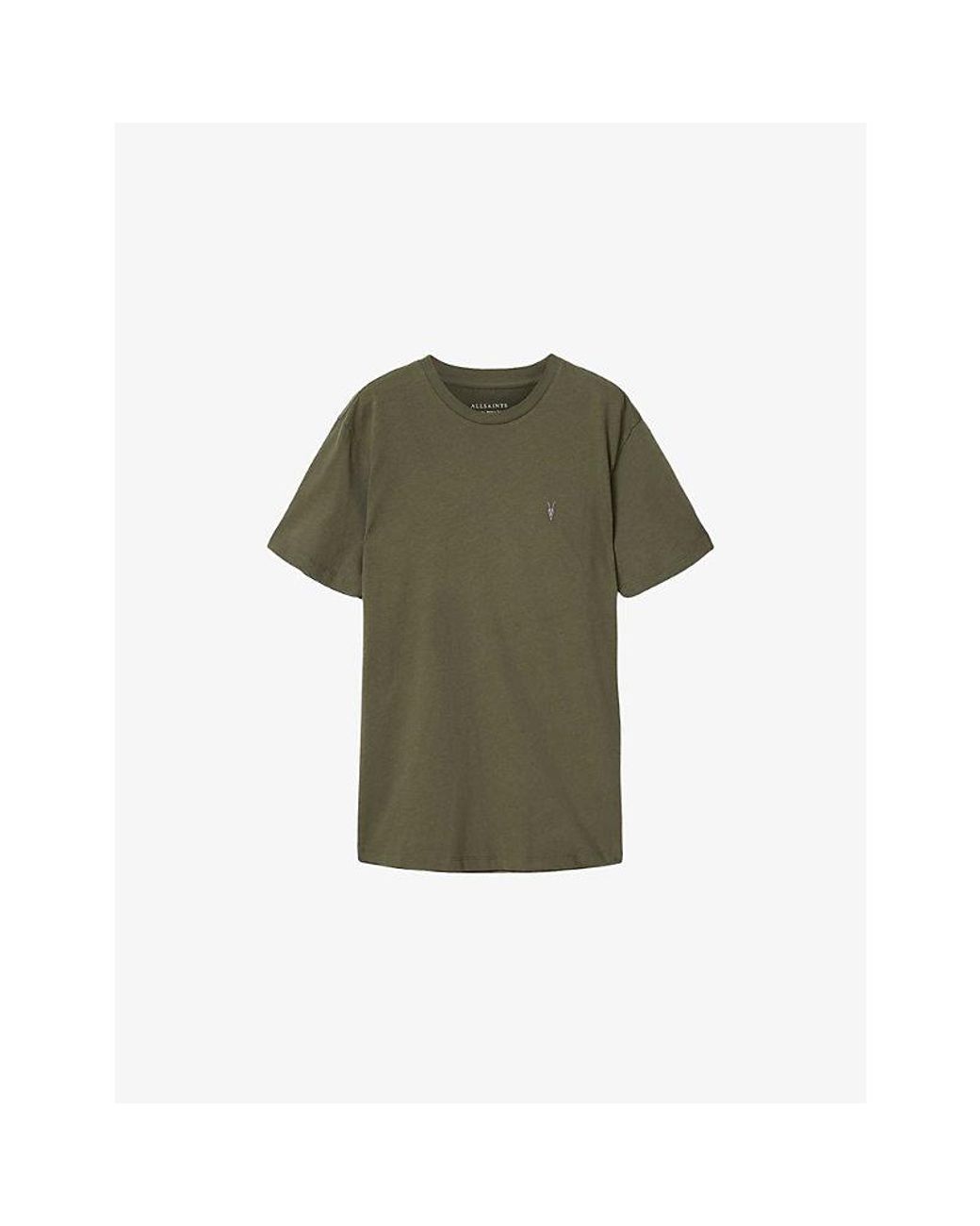 AllSaints Green Dexter Short-Sleeve Cotton-Jersey T-Shirt for men