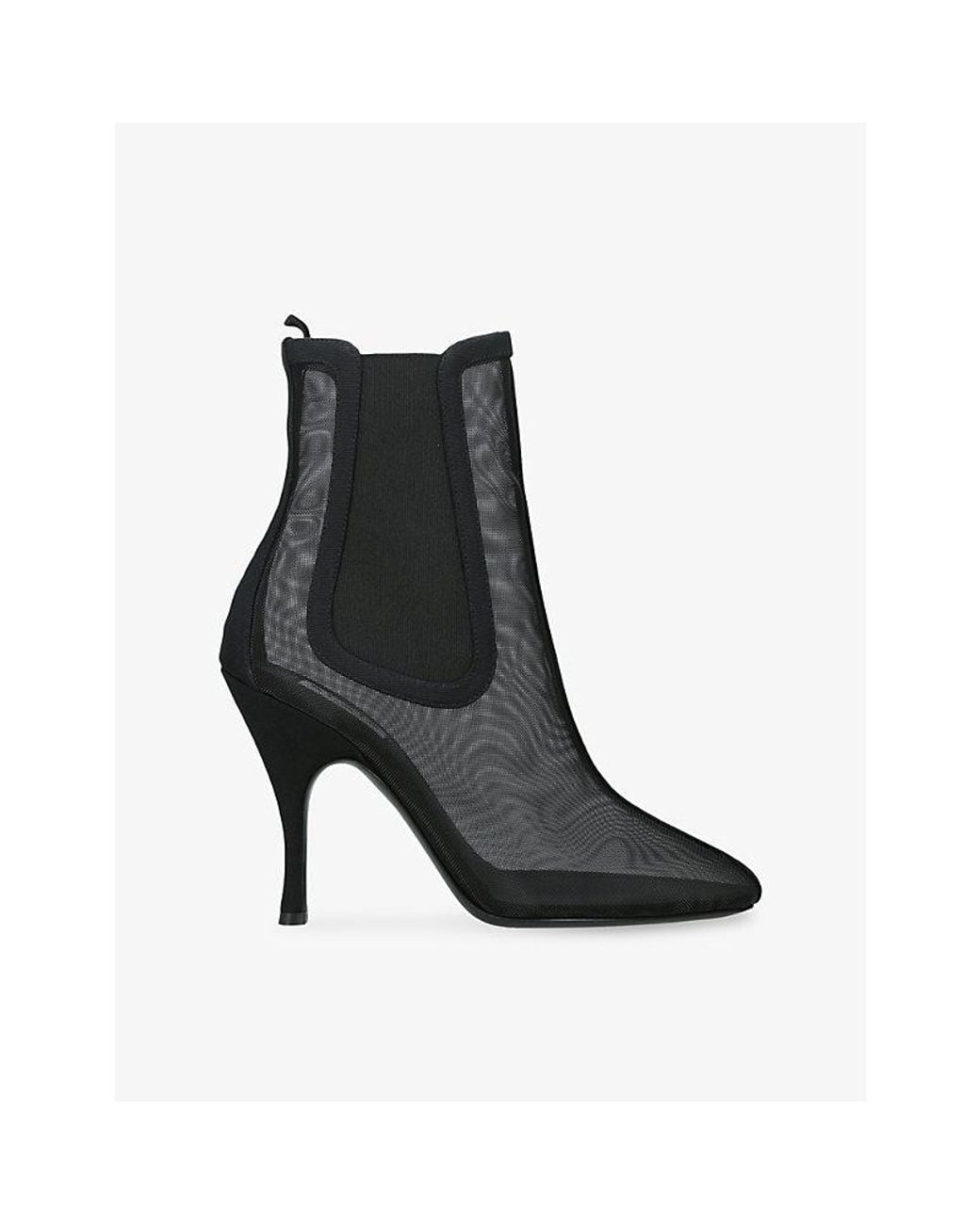 Alaïa Black Semi-Sheer Mesh Heeled Ankle Boots