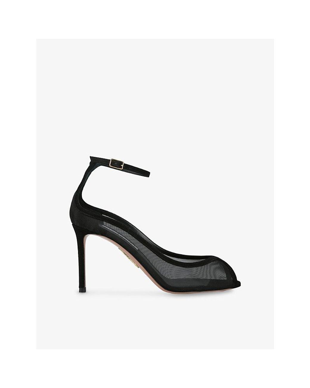Aquazzura Black Love Affair 85 Mesh And Suede Courts