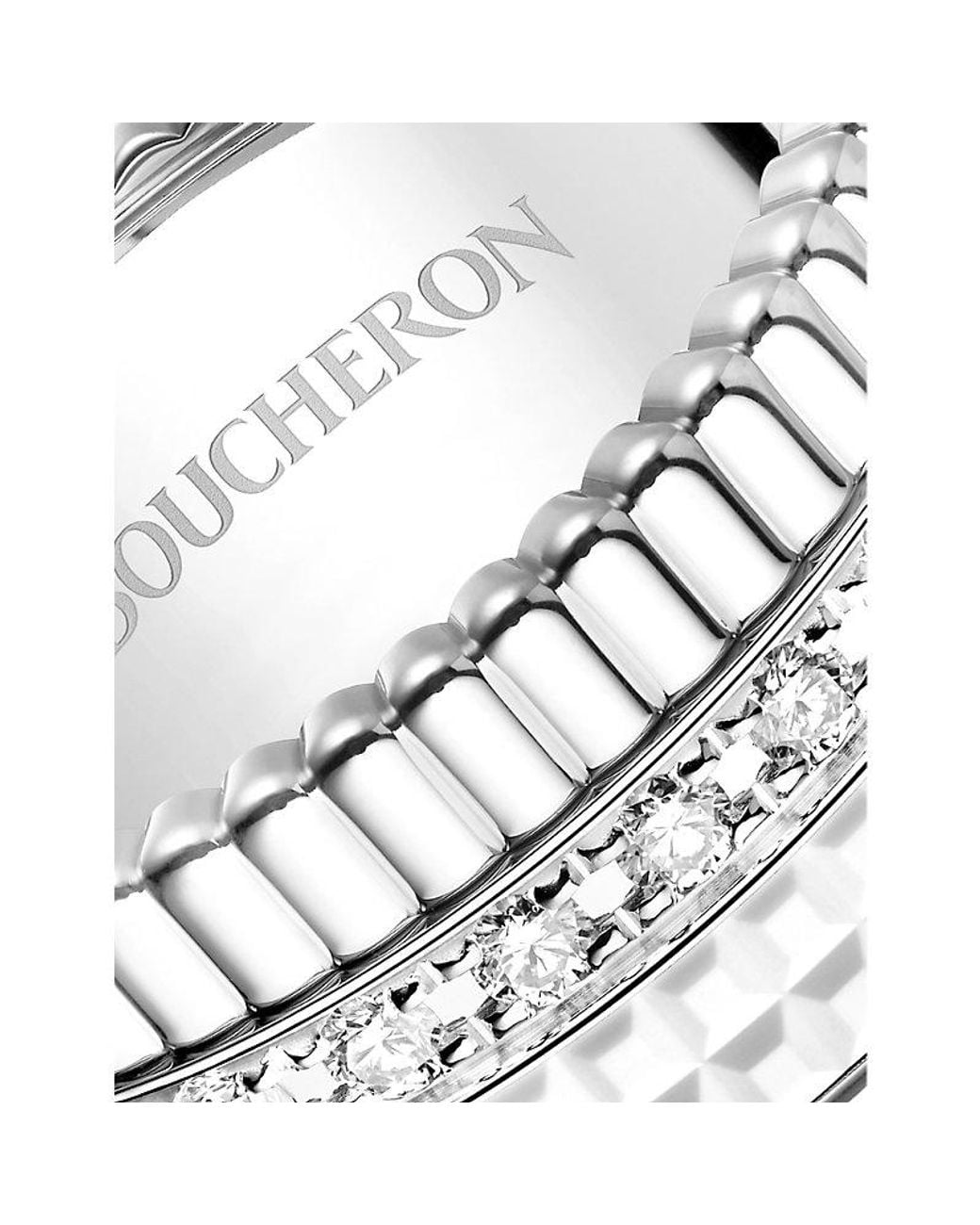 Boucheron White Quatre Double Edition Large 18Ct- Hyceram And 0.52Ct Round-Brilliant Cut Diamond Ring for men