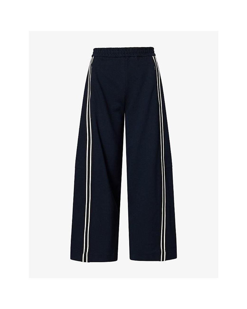 ME+EM Blue Side-Stripe Barrel-Leg Jersey Trousers