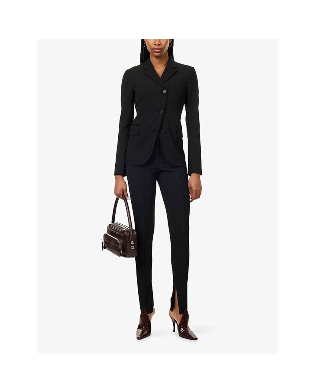 Acne Black Pelli Tapered-Slim Twill Woven Trousers