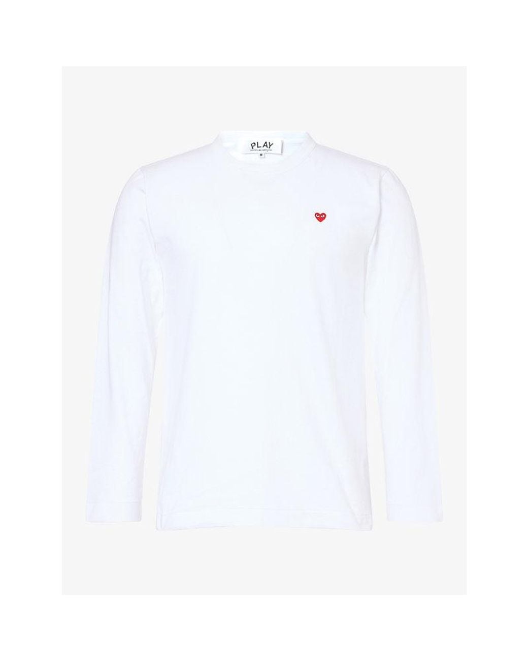 COMME DES GARÇONS PLAY White Heart Motif-Logo Long-Sleeve Cotton T-Shirt for men
