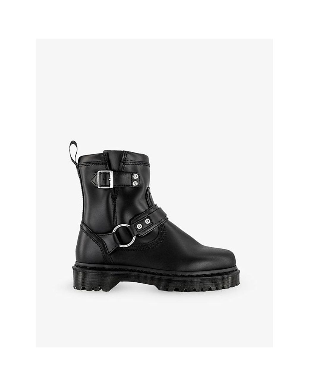 Dr. Martens Black Anistone Harness Leather Ankle Boots