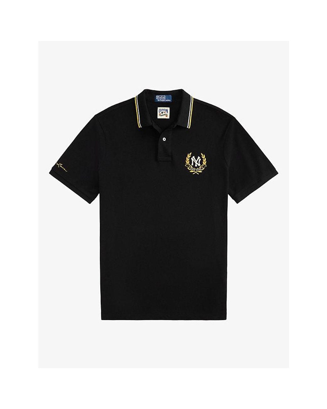 Polo Ralph Lauren Black Yankees Crest-Embroidered Cotton-Piqué Polo Shirt for men