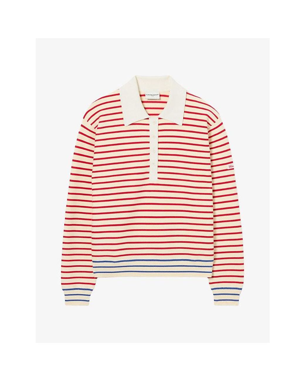 Claudie Pierlot Red Striped Polo-Neck Knitted Jumper
