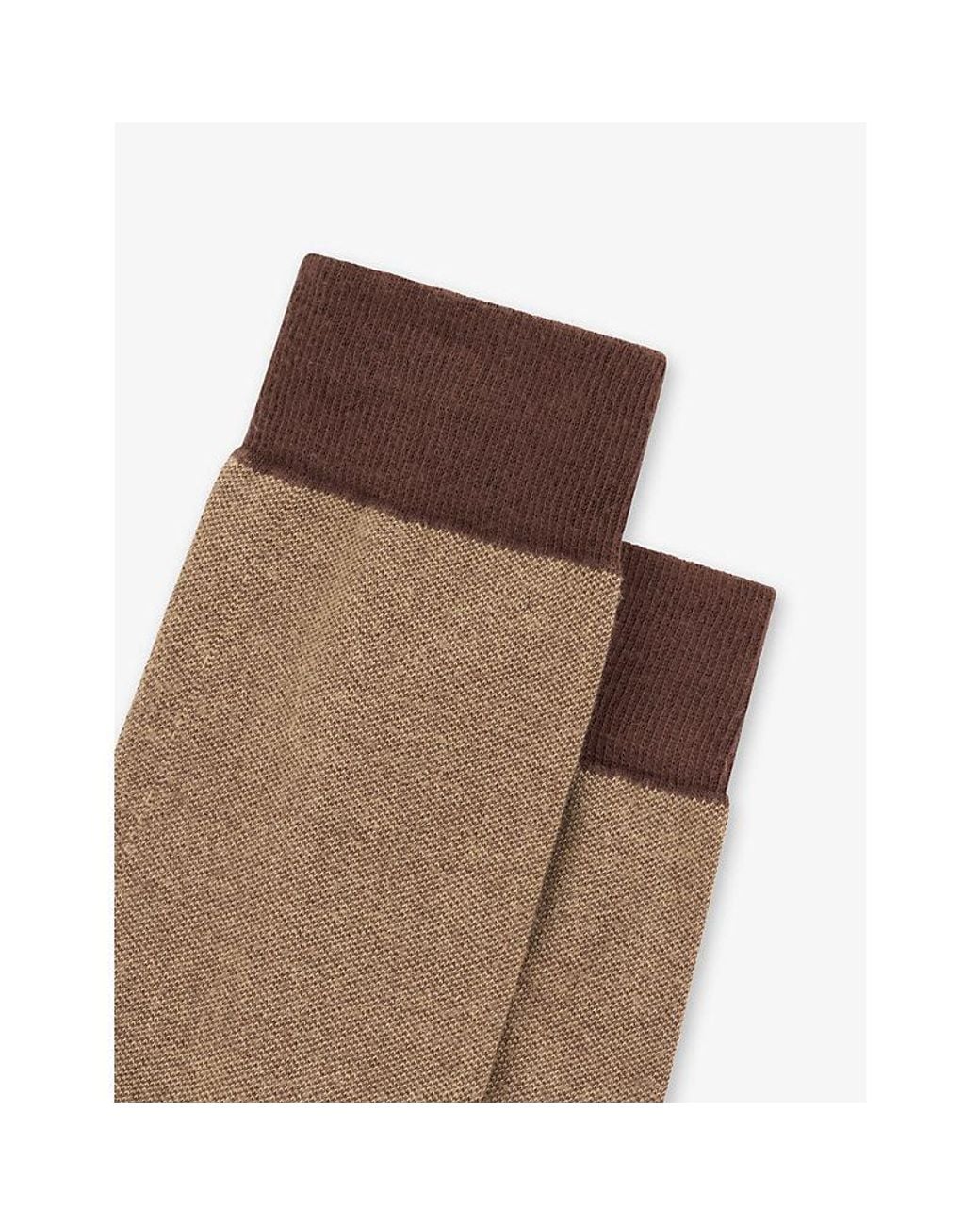Boggi Brown Short Oxford Cotton-Blend Socks for men