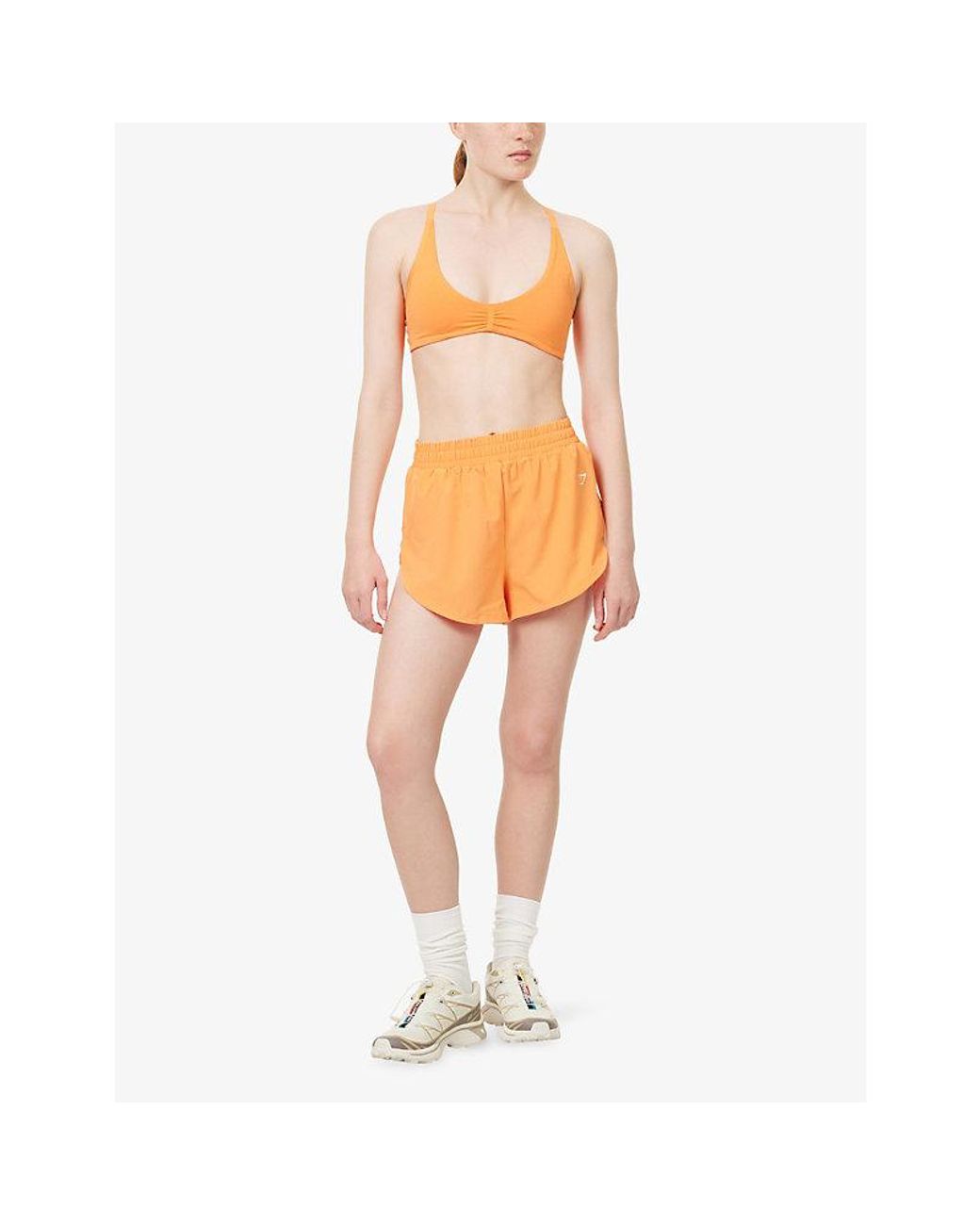 GYMSHARK Orange Interval High Leg Woven Track Shorts