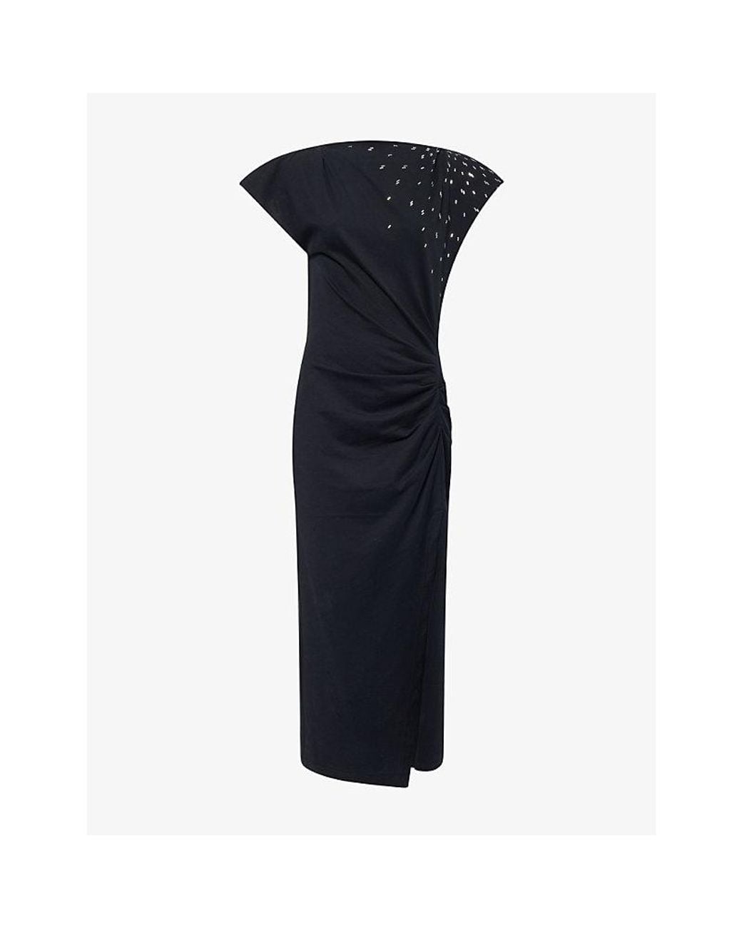 Isabel Marant Blue Nadela Draped-Waist Cotton Maxi Dress