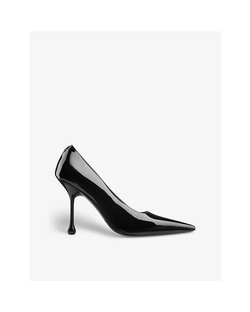 Jimmy Choo Black Ixia Tonal-Stitching Leather Heeled Courts