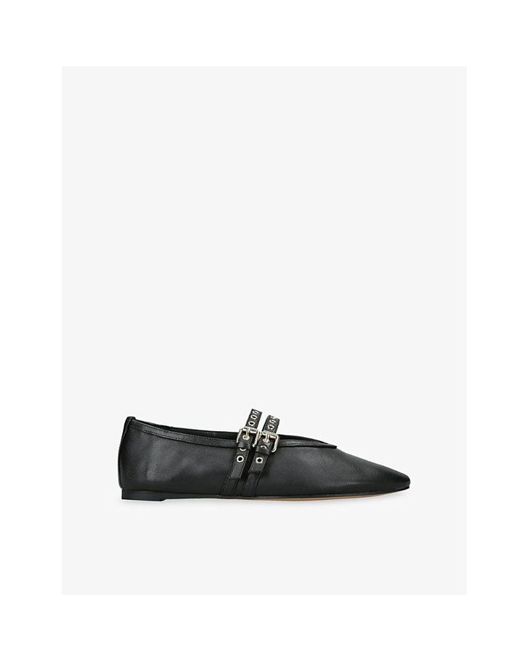 Steve Madden Black Lydia Leather Ballet Flats