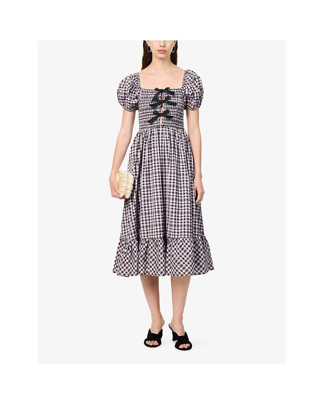 Sister Jane Purple Vence Bow Shirred Woven Maxi Dress