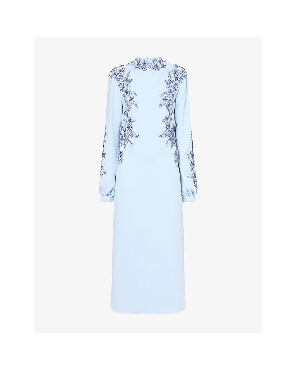 Costarellos Blue Maristelle Sequin-Embellished Maxi Dress