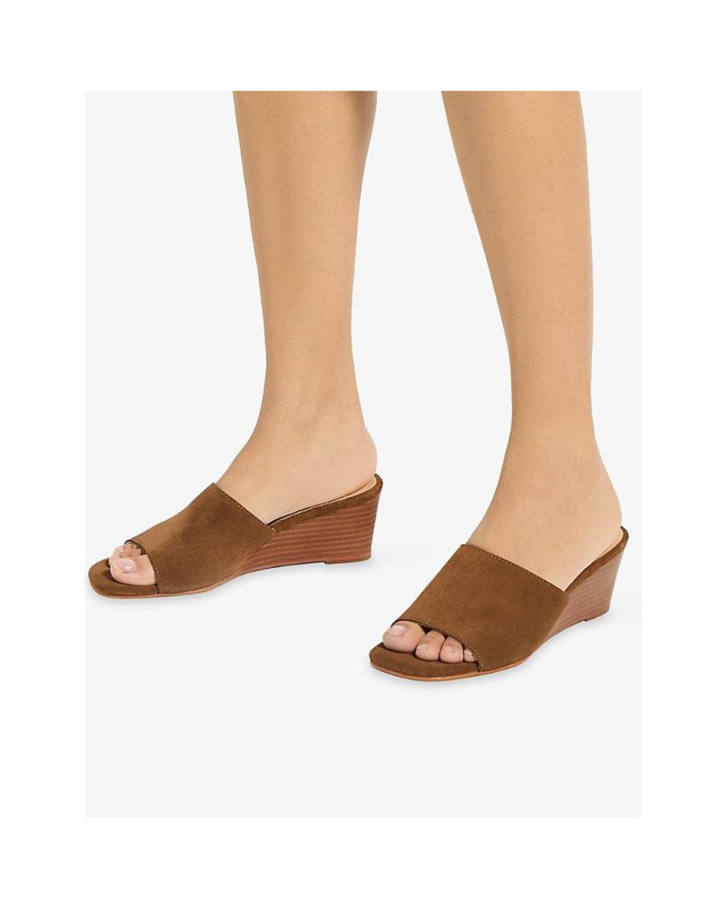 Dune Brown Kaydee Suede Wedge Mules