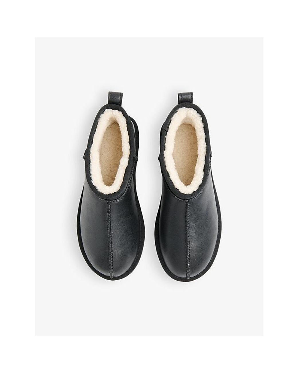 Whistles Black Mable Shearling-Lined Leather Slippers