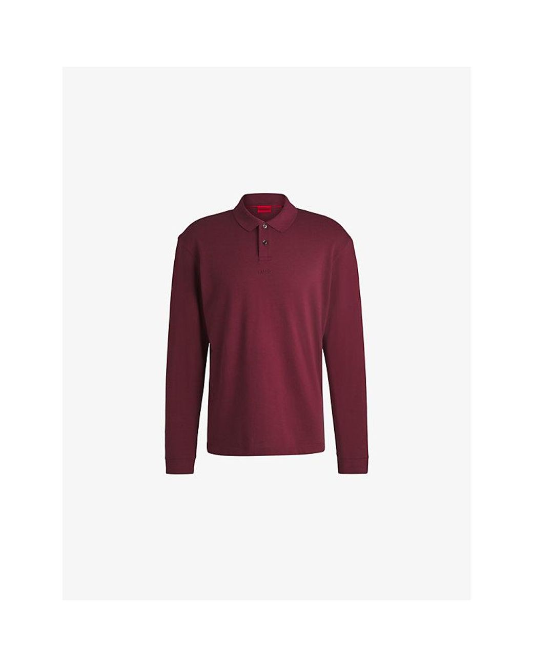 HUGO Red Logo-Print Relaxed-Fit Cotton-Piqué Polo Shirt for men