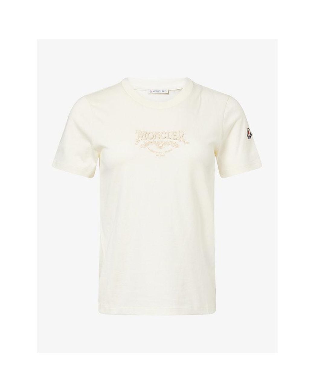Moncler White Logo-Patch Embellished Cotton T-Shirt
