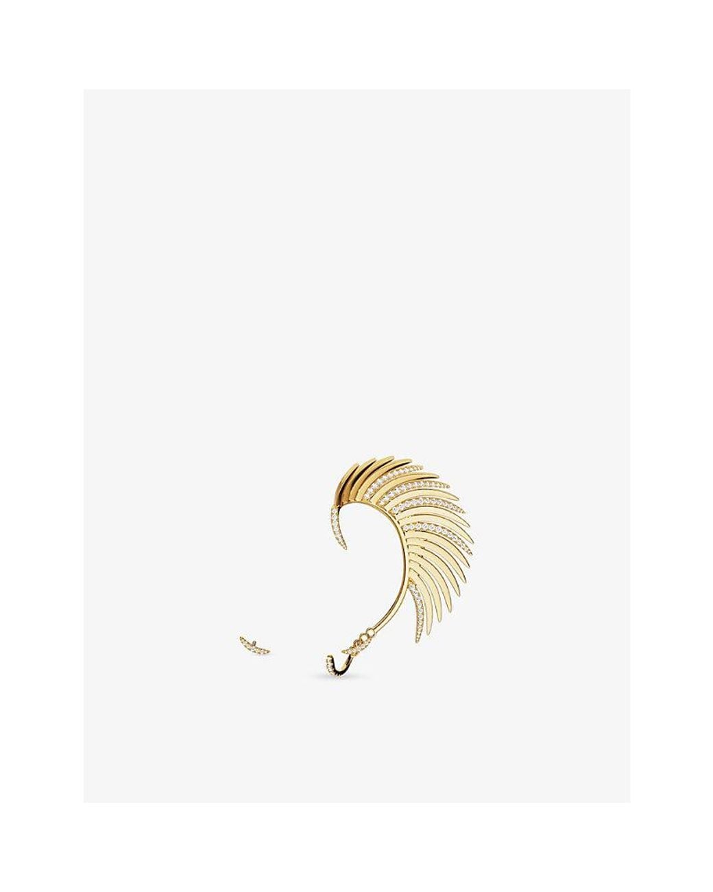 Apm Monaco Metallic Les Palmes Alloy And Cubic Zirconia Stud And Cuff Earrings