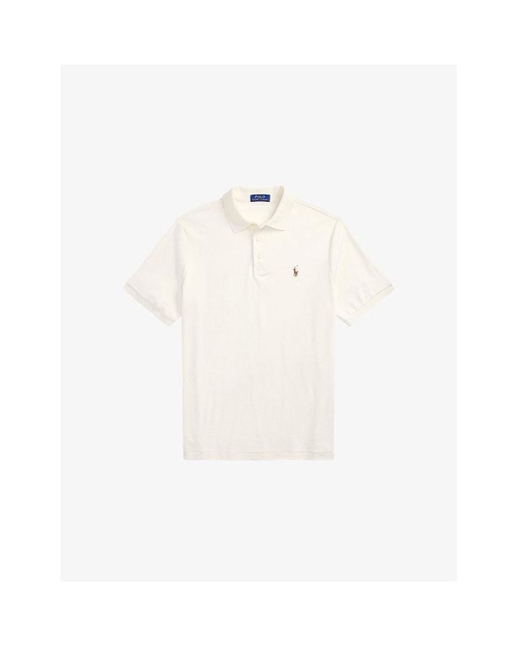 Polo Ralph Lauren White Logo-Embroidery Short-Sleeved Cotton Polo Shirt for men