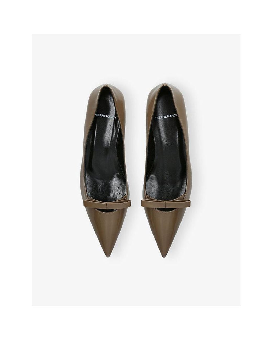 Pierre Hardy Natural Delphine Patent Leather Kitten Heeled Courts