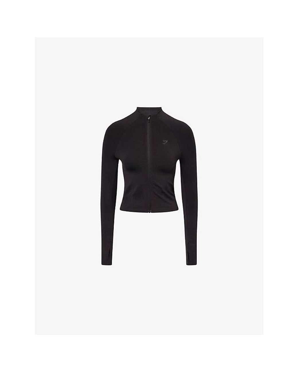GYMSHARK Black Soft Sculpt Zip Up Tech-Knit Jacket