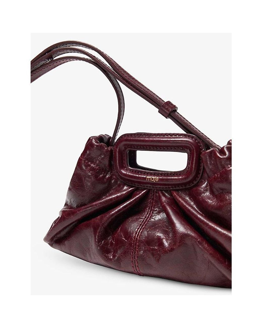 Maje Purple Branded Textured Leather Clutch Bag