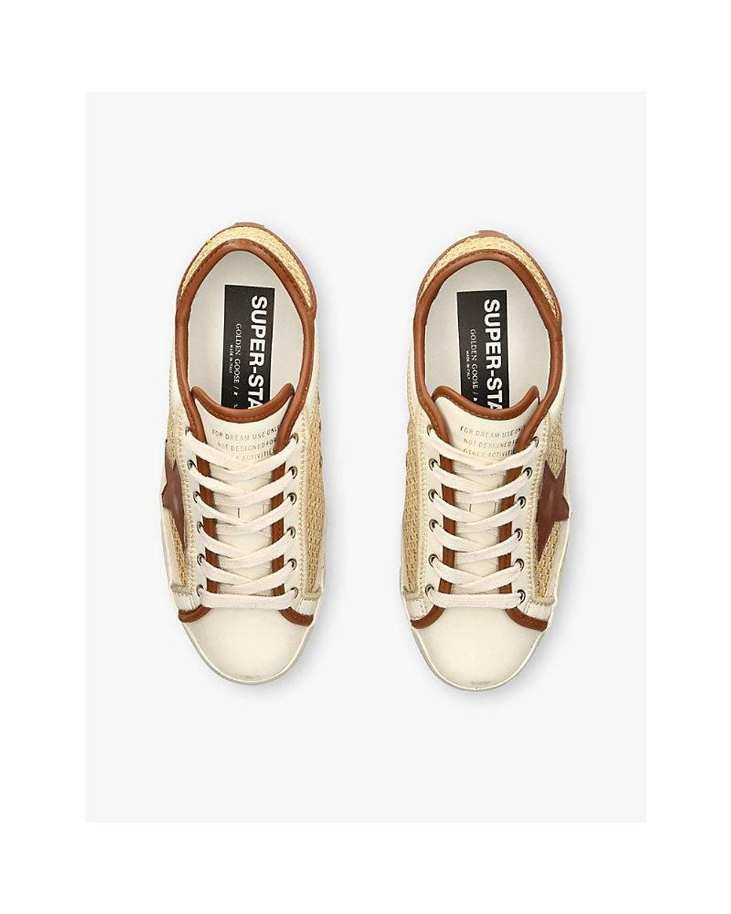 Golden Goose Deluxe Brand Natural Super-Star Leather And Raffia Trainers