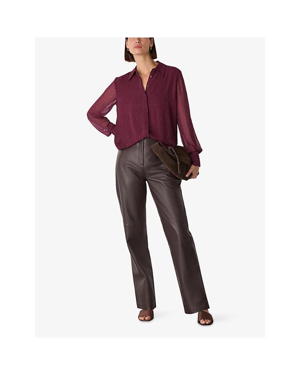 Whistles Red Hot Fix Diamante-Embellished Woven Blouse