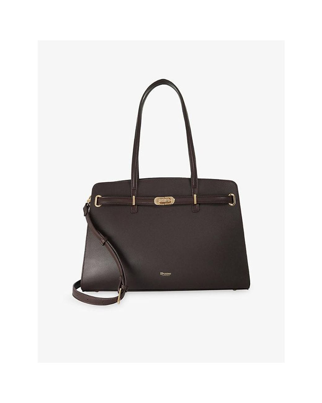 Dune Black Define Large Leather Tote Bag
