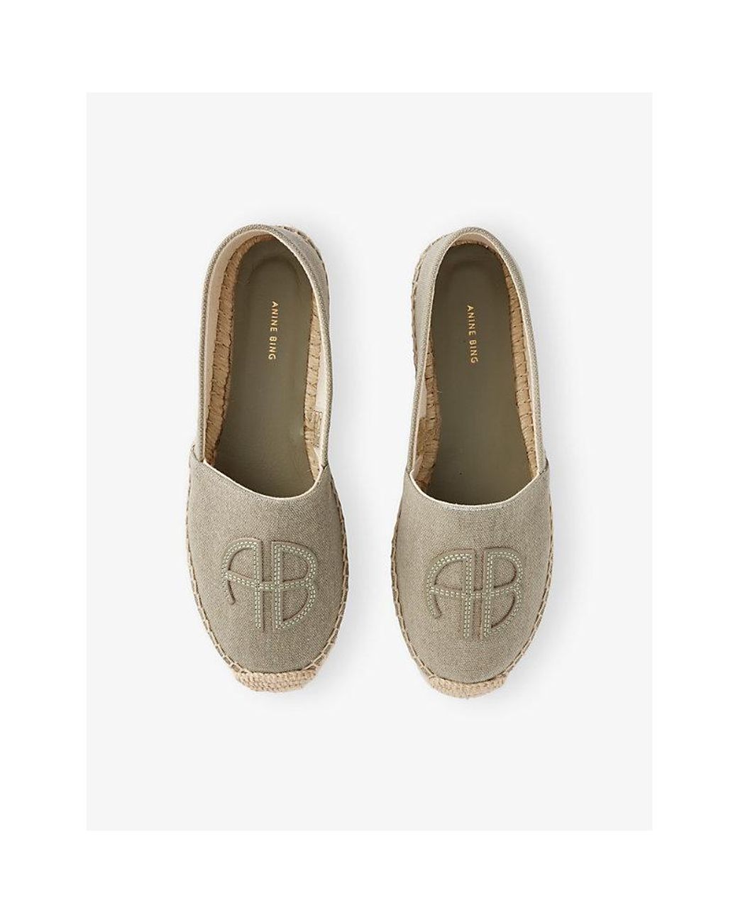 Anine Bing Natural Paloma Logo Canvas Espadrilles
