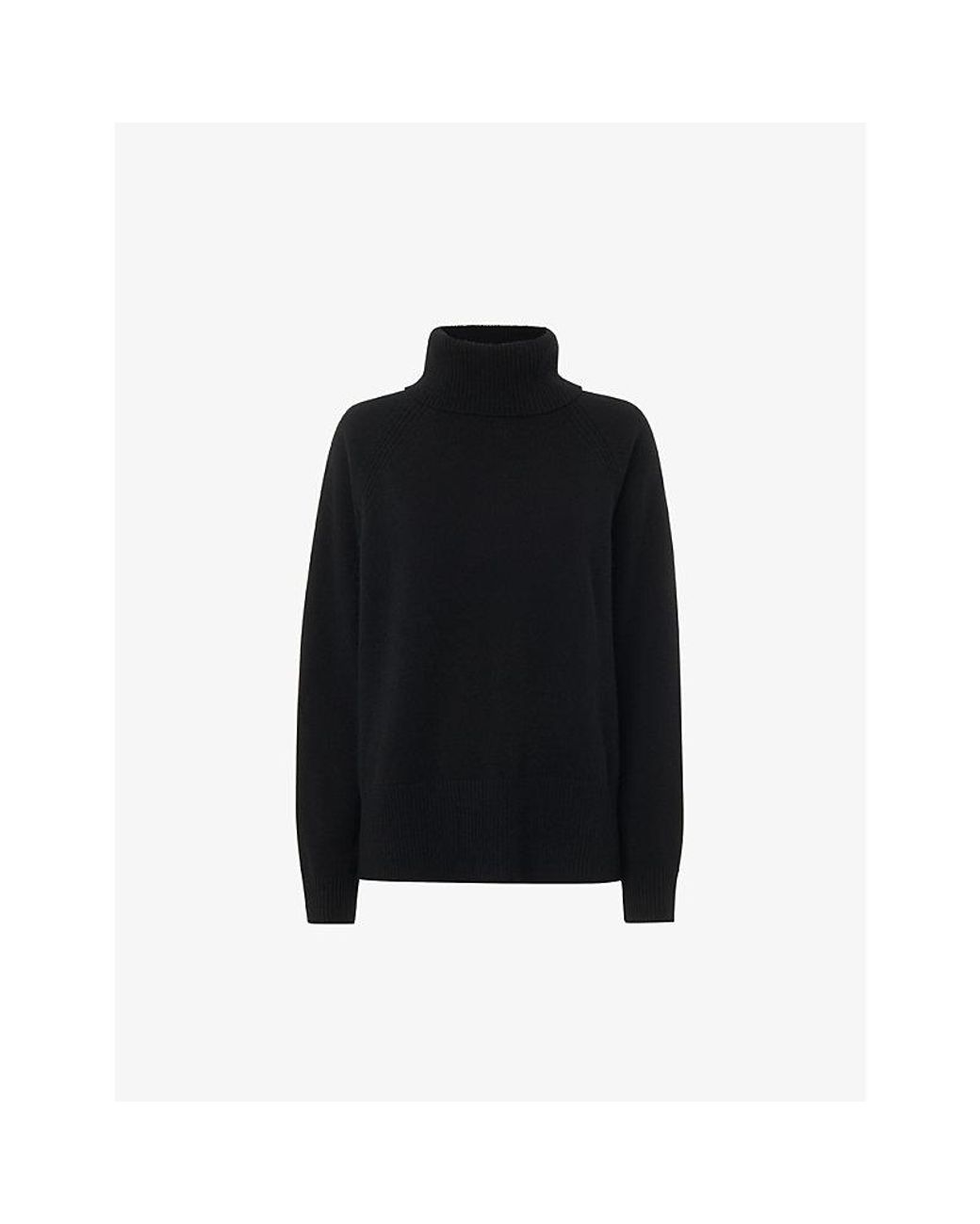 Whistles Black Turtleneck Relaxed-Fit Cashmere Jumper