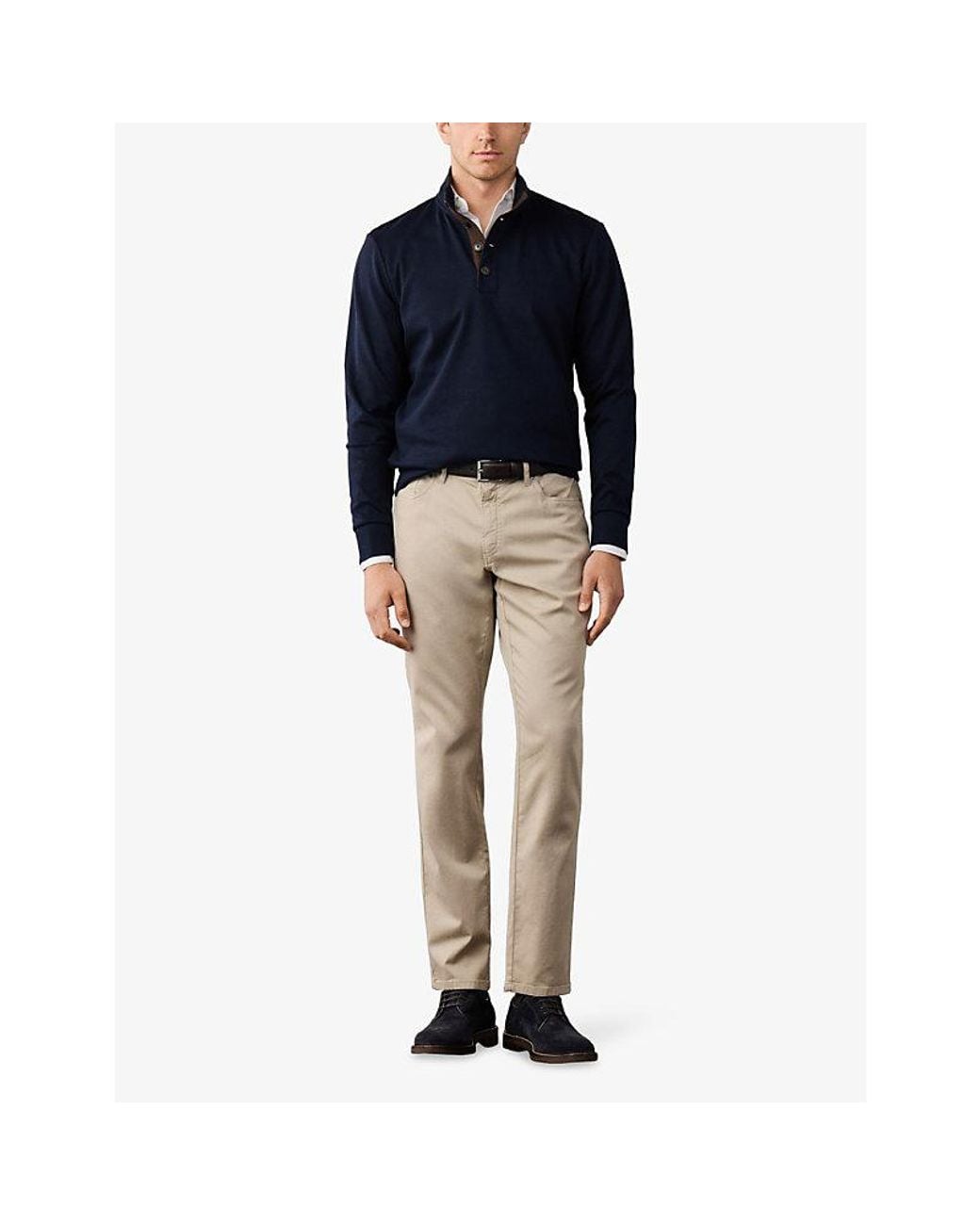 Hackett Blue Travel Half-Placket Cotton-Twill Jersey Sweatshirt for men
