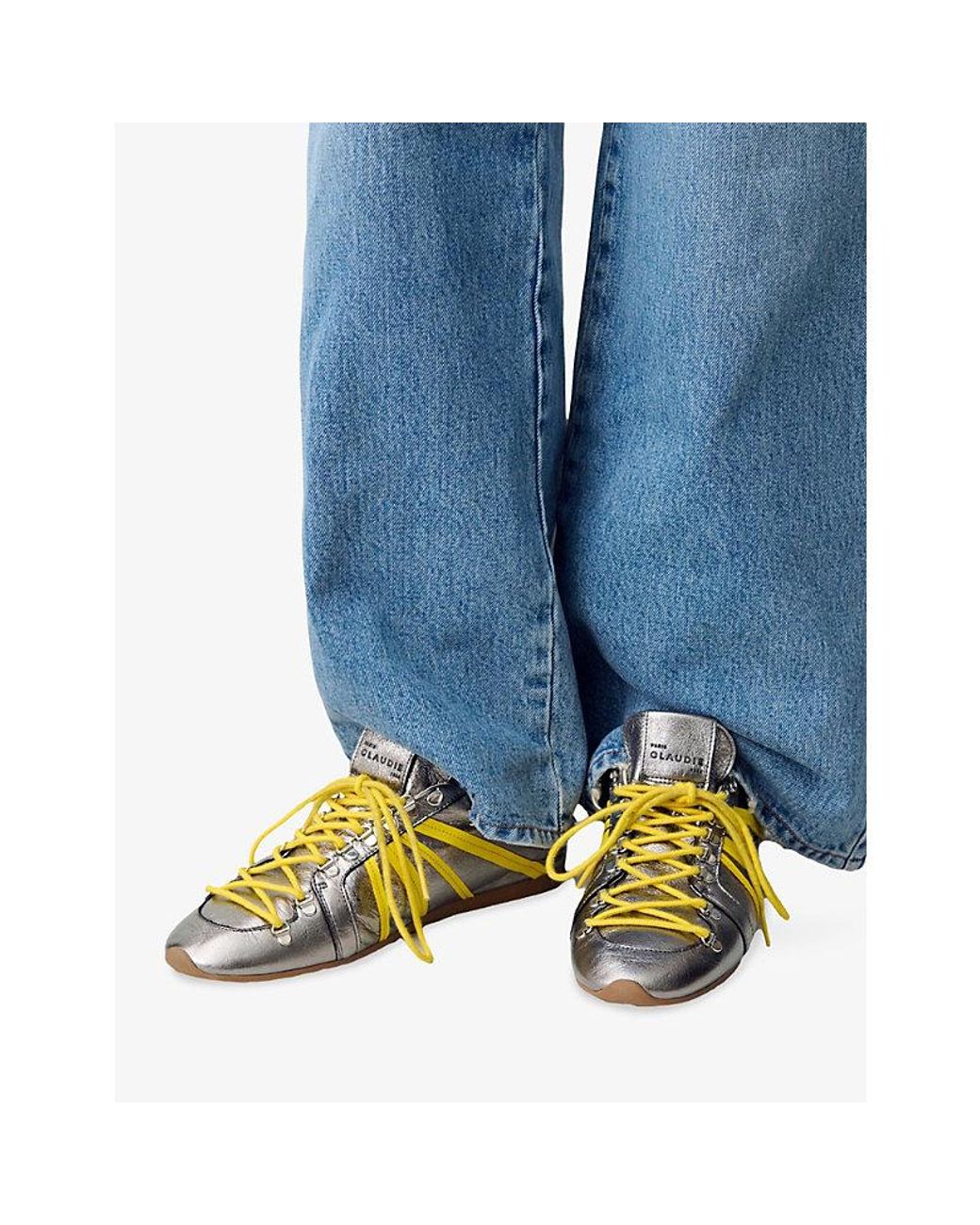 Claudie Pierlot Yellow Swing Metallic Leather Trainers