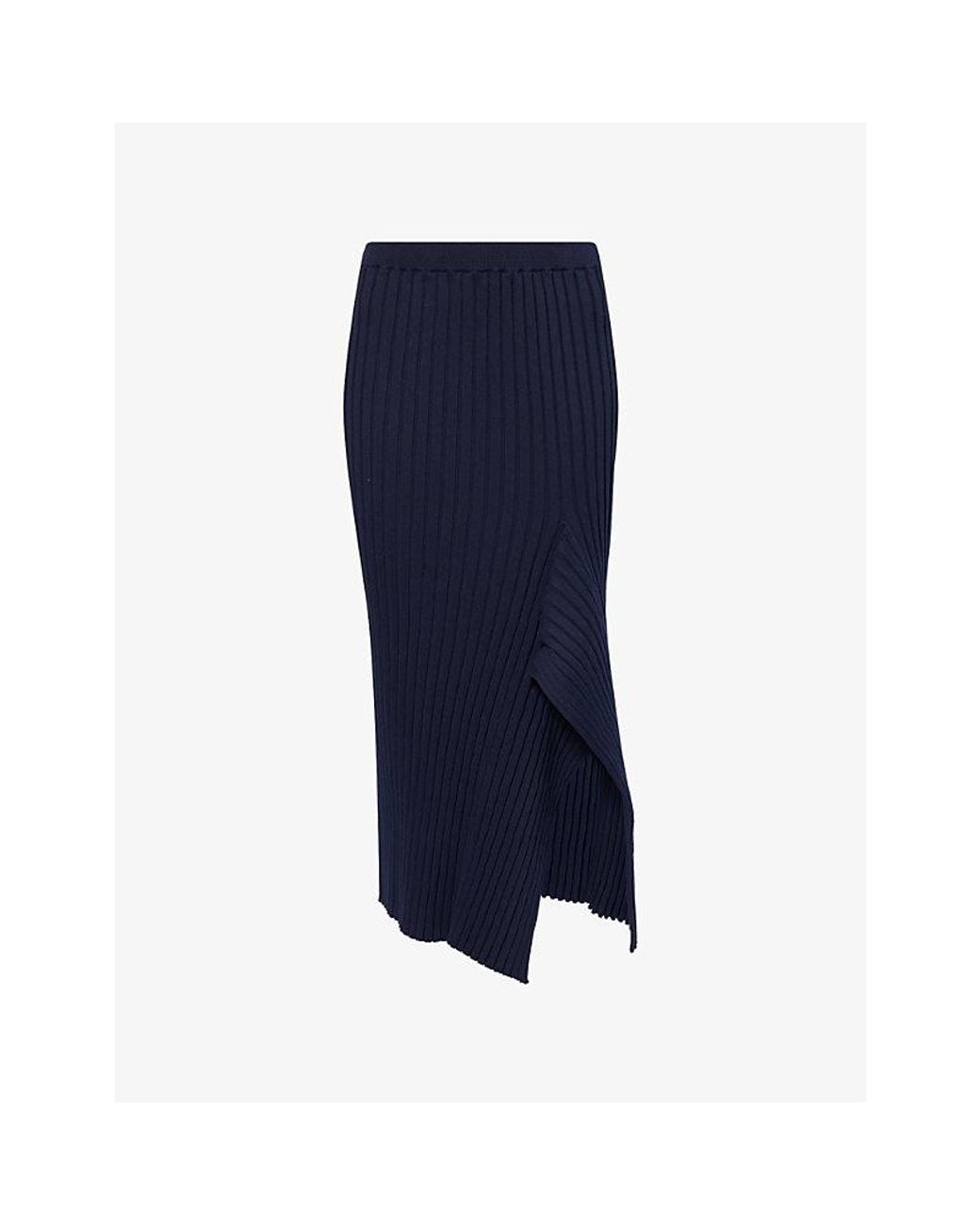 Stella McCartney Blue Asymmetric Ribbed Cotton Midi Skirt