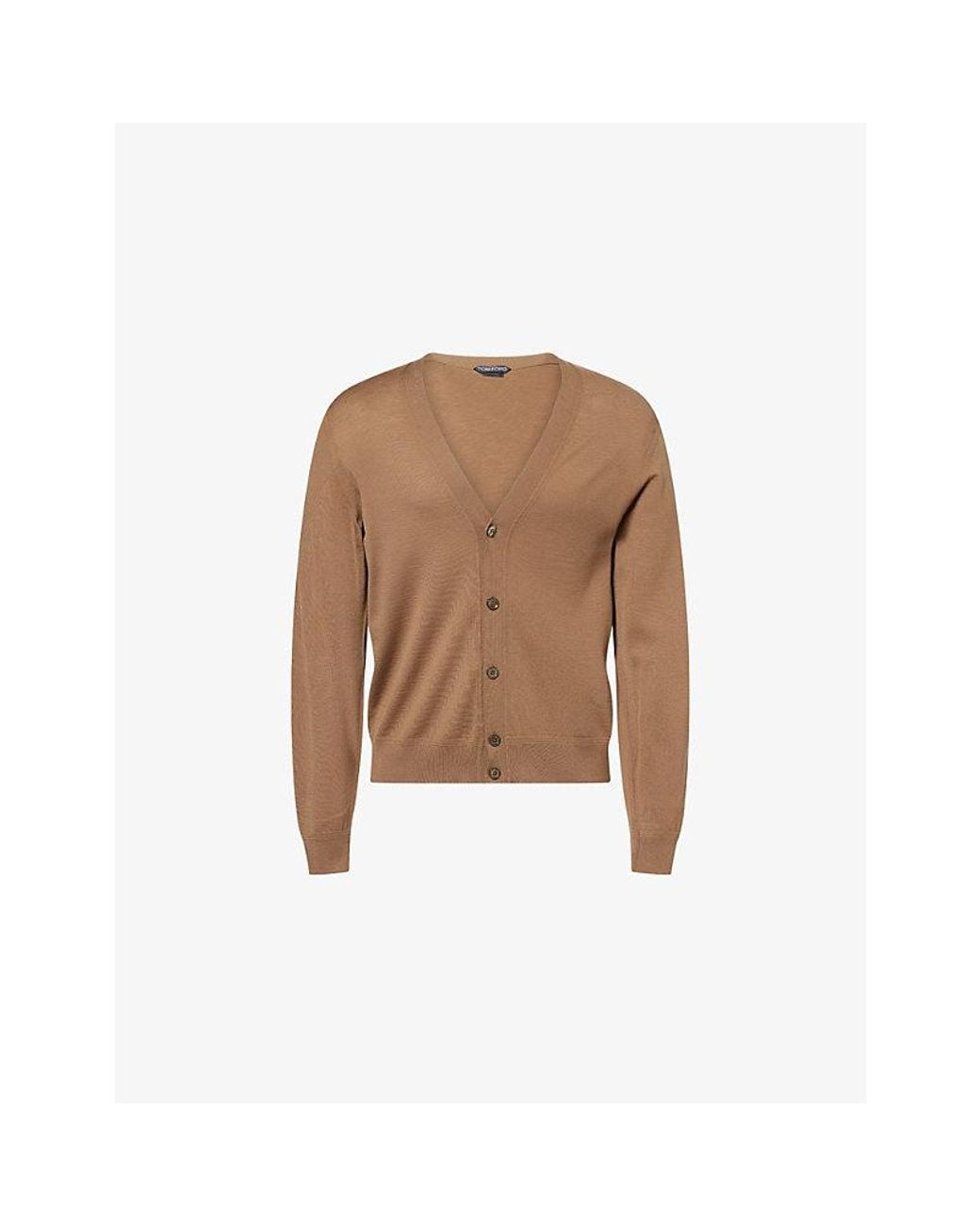 Tom Ford Brown Fine Gauge Wool Cardigan for men