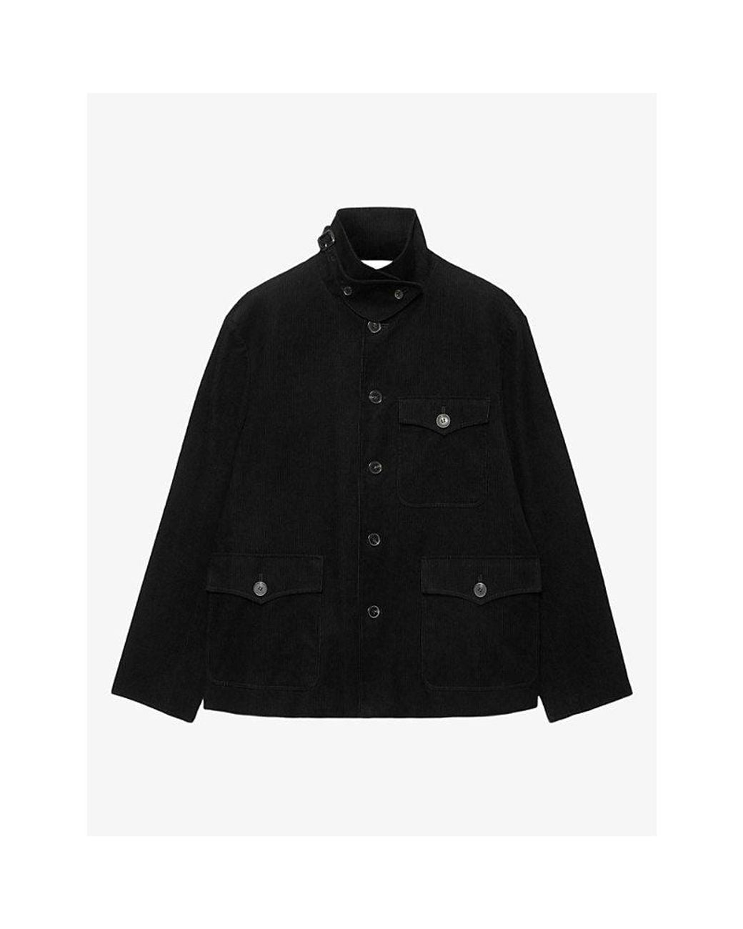 AllSaints Black Eden Button-Down Cotton-Cord Jacket