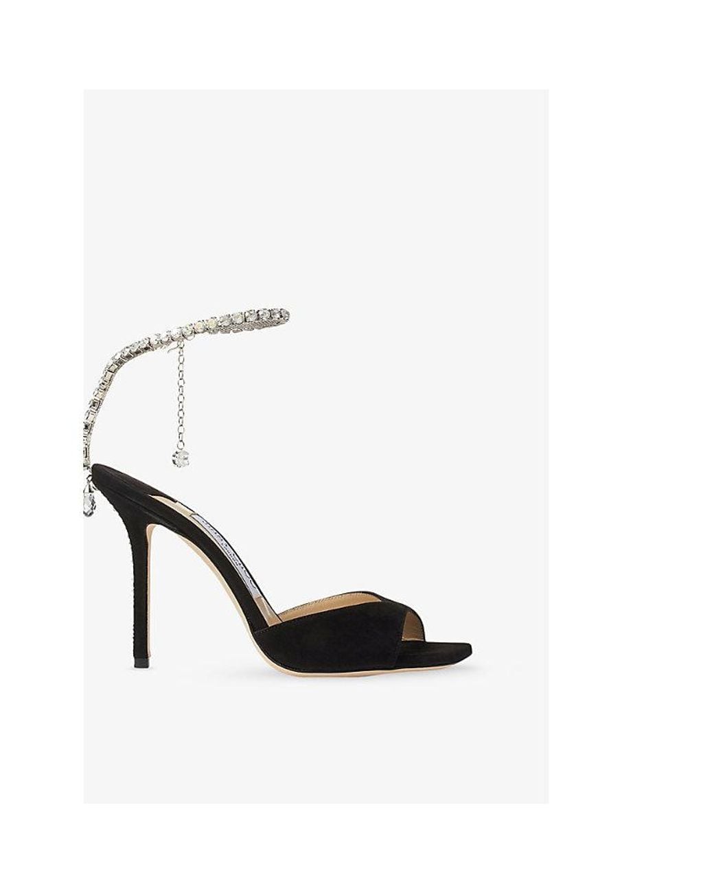 Jimmy Choo White Saeda Crystal-Embellished Suede Courts