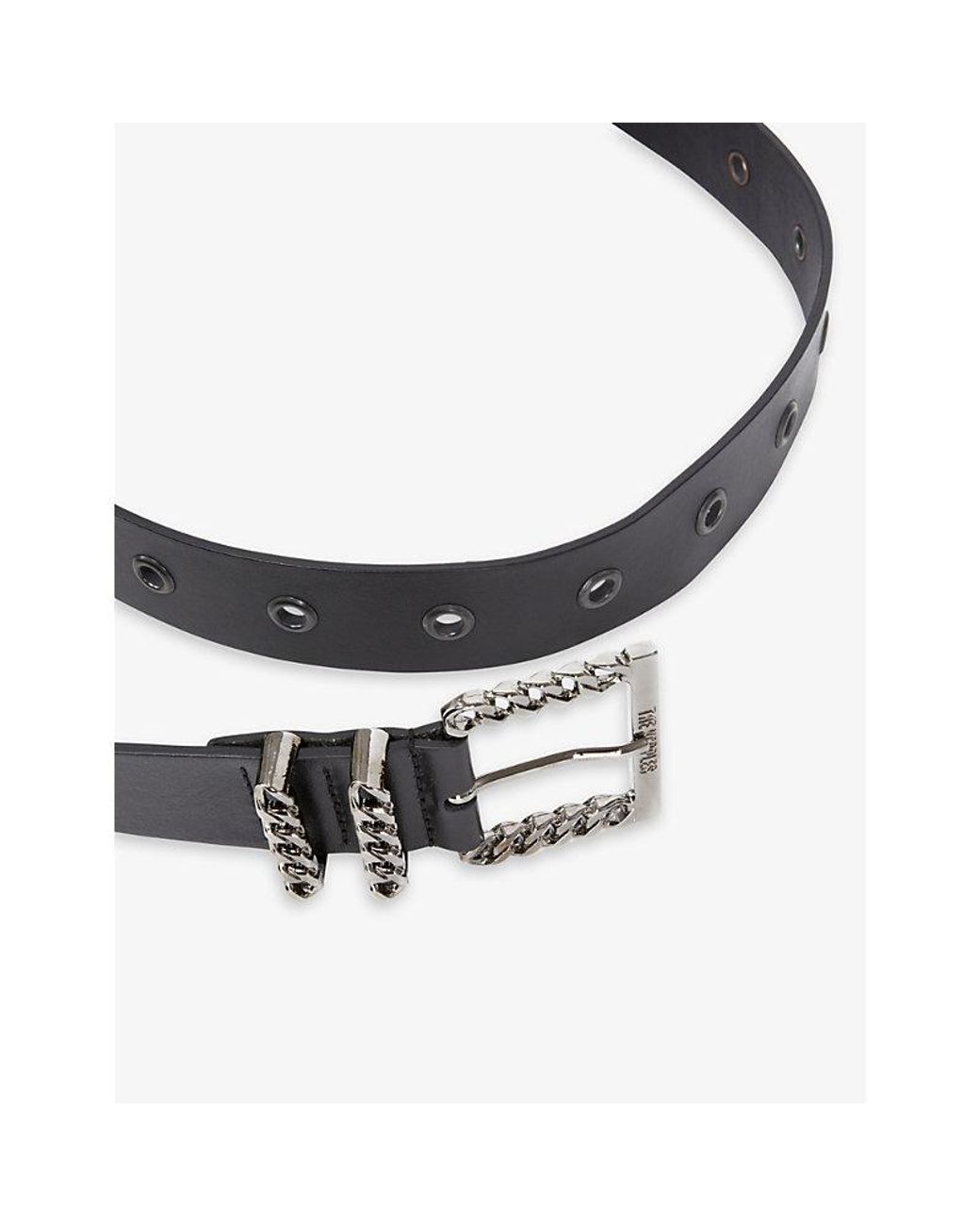 The Kooples White Chain-Embellished Logo-Embossed Leather Belt