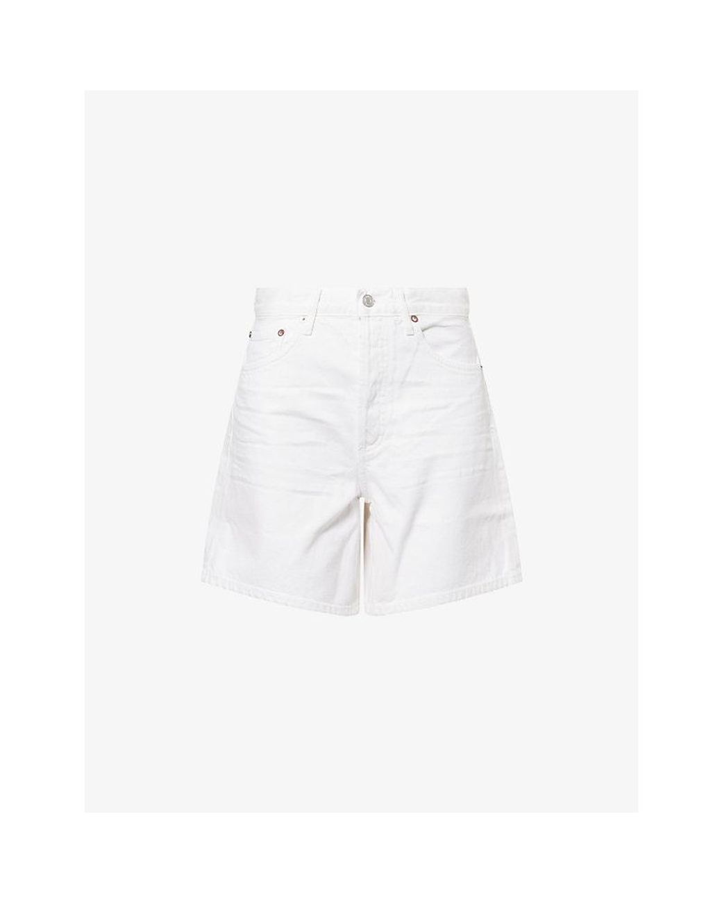 Agolde White Dame Wide-Leg Denim Shorts