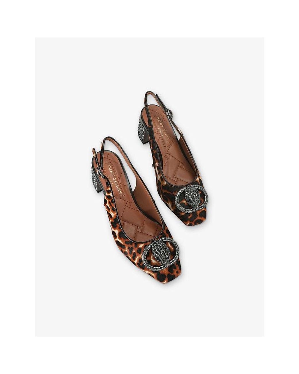 Kurt Geiger Brown Chelsea Calf-Hair Leather Slingbacks