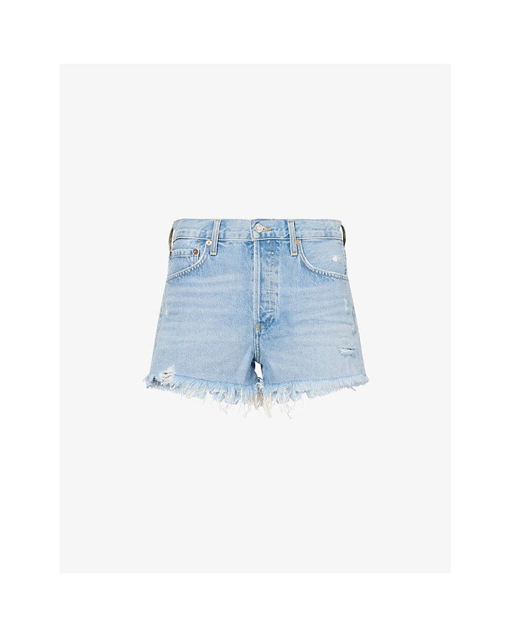 Agolde Black Parker Distressed Denim Shorts
