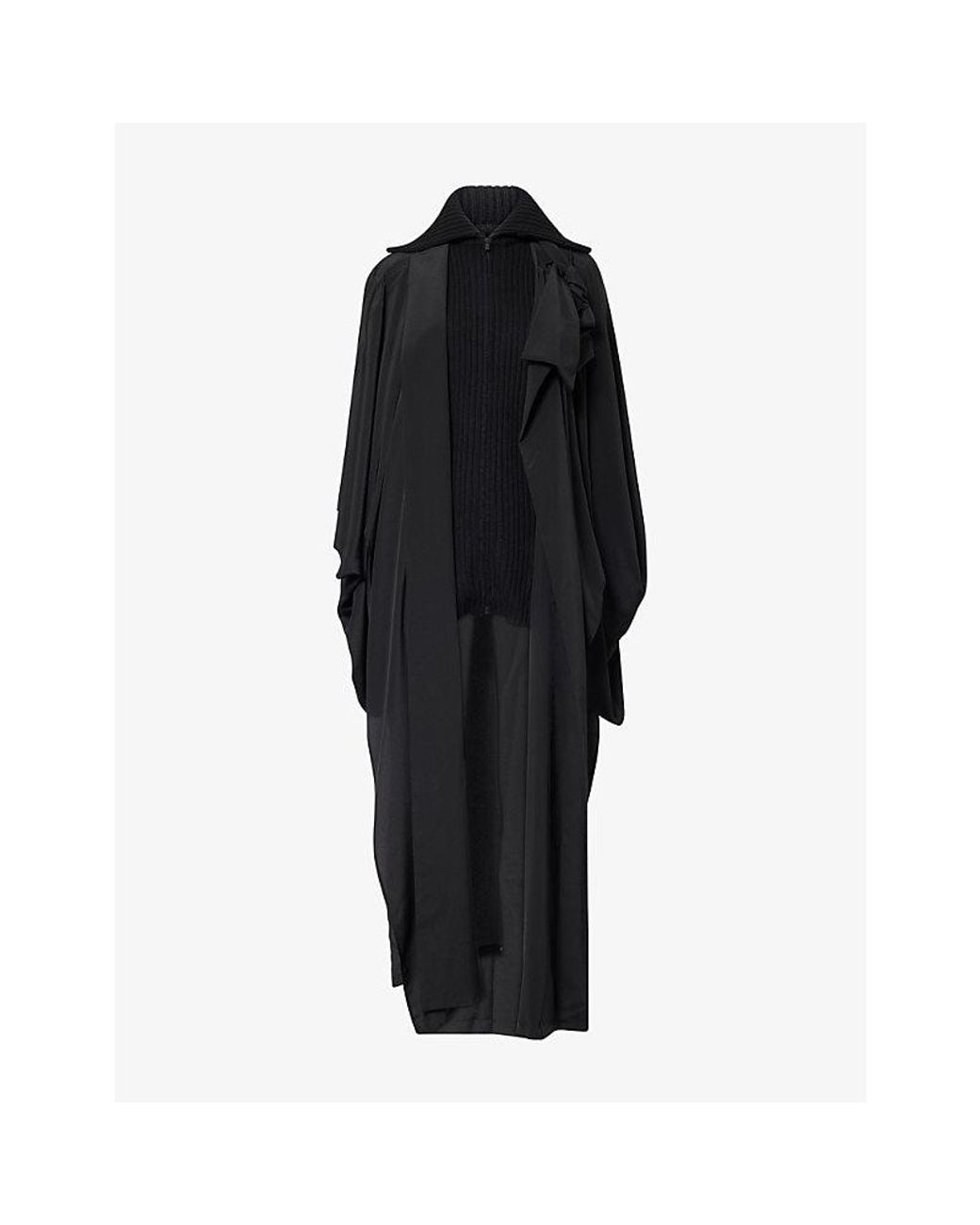 Yohji Yamamoto Black Knit Combo Kimono Coat
