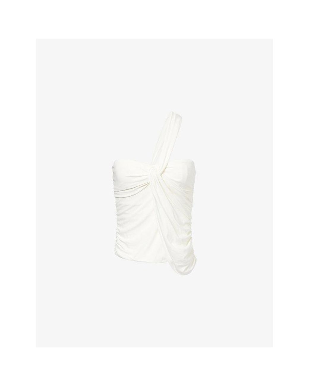 Jonathan Simkhai White Nathreen Draped Jersey Top